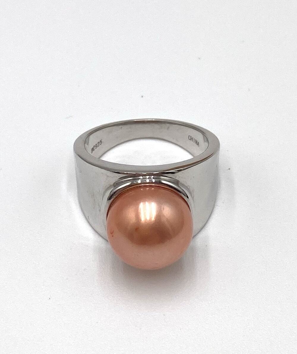 Honora 925 Cultured Freshwater Melon Button Pearl Band Ring Size 8